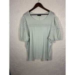 Lane Bryant Tunic Top Crochet Trim Short Sleeve Women 24 chic minimalist